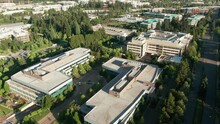 Aerial: Microsoft Campus in Redmond, Seattle, Washington, USA