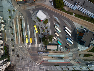 aerial view of city transport hub