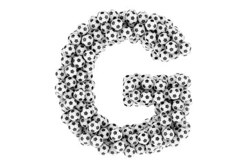 Wall Mural - Letter G from soccer balls or football balls, 3D rendering