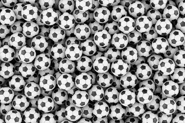 Poster - Backdrop from soccer balls or football balls, 3D rendering