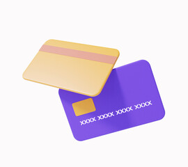 Canvas Print - Online payments credit or debit card concept. Financial transactions. floating on white background minimal style, 3D render. illustration