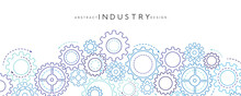 Technology Abstract Background From Gearwheels Composition. Horizontal Light Banner For Teamwork, Industrial, Communication Or Automation Conceptual Design.
