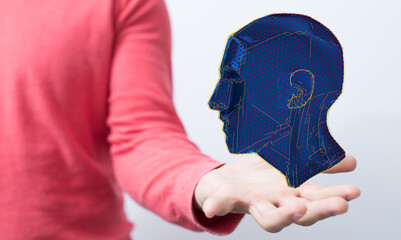 Poster - Human head and brain.Deep learning , Machine learning and artificial intelligence , AI Technology,