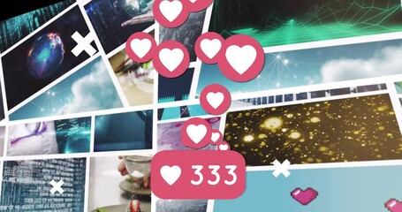 Poster - Animation of hearts flying over screens