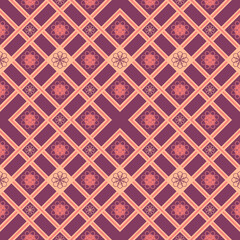 Wall Mural - ethnic pattern with geometric seamless flower in red background for fabric