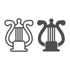Poster - Lyre with strings, harp line and solid icon, musical instruments concept, lira string istrument vector sign on white background, outline style icon for mobile concept and web design. Vector graphics.