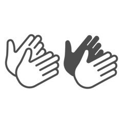 Poster - Two clapping hands, applause, bravo line and solid icon, theater concept, clap, applaud vector sign on white background, outline style icon for mobile concept and web design. Vector graphics.