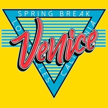 Surf Style Print With Text Spring Break Venice And Yellow Background