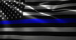 © nocstic - Thin Blue Line Flag, United States of America flag with waving folds, close up view, 3D rendering
