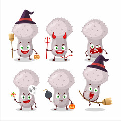 Poster - Halloween expression emoticons with cartoon character of puffball