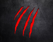 Animal Claw Marks In Metallic Background With Red Underlay