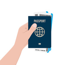 Passport With Tickets. Air Travel Concept.