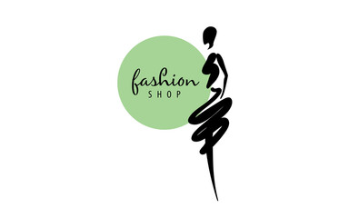 Wall Mural - Vector logo for fashion with a painted woman on a white background