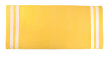 Yellow Beach Towel On White Background, Top View
