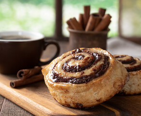 Sticker - Cinnamon roll and hot coffee