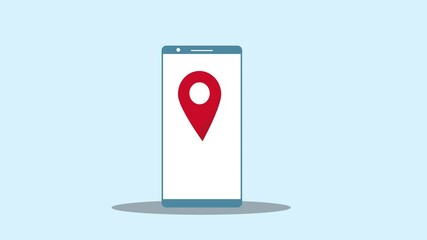Poster - smartphone with white screen isolated on blue background. 4k animation with mobile phone mockup and 