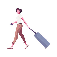 Wall Mural - Woman With Suitcase