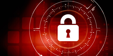 2d illustration Safety concept: Closed Padlock on digital background
