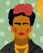 Frida Kahlo vector minimalism illustration. Simple color art