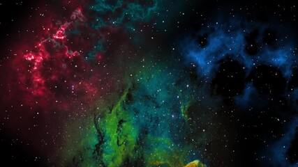 Wall Mural - Space flight moving through universe galaxies stars and nebulae