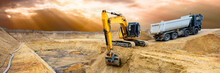 Excavator At Work On Construction Site