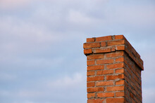 Brick Chimney On The Roof, Roof In Close-up