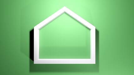 Poster - White home symbol over green background - 3D rendering illustration