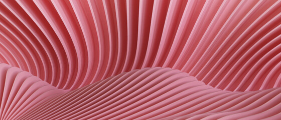 Poster - Abstract Background. Creative Geometric shapes and Origami Paper Wave with Curve Pattern display on Red. website, banner, Copy Space-3d Rendering