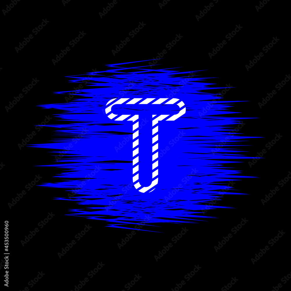 clipart icon letter t and abstract blue brush stroke, simple, beautiful ...
