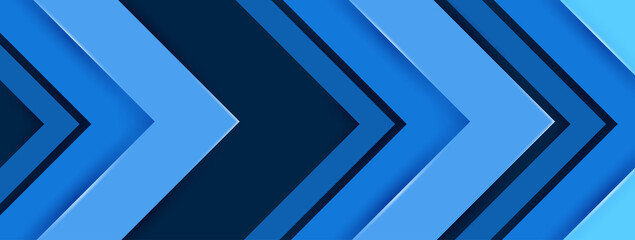 Abstract background for websites and banners in rich blue colours. Bright flat arrows with 3d effect. Dynamic composition.