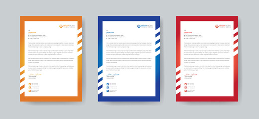 Wall Mural - Modern Creative & Clean business style letterhead bundle of your corporate project design.set to print with vector & illustration in 3 Colorful Accents