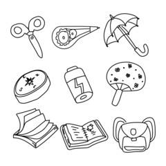 Poster - Set of doodle school icon vector isolated on white background