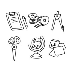 Fototapete - Set of doodle school icon conceptual vector