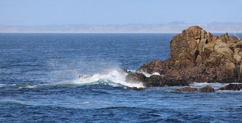 Wall Mural - waves crashing on rocks