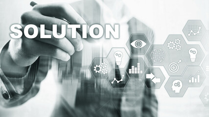Wall Mural - business solutions, success and strategy concept. structuring virtual diagram of business process wi