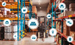 © InfiniteFlow - Smart warehouse management system with innovative internet of things technology to identify package picking and delivery . Future concept of supply chain and logistic network business .
