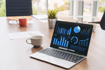 Poster - Business visual data analyzing technology by creative computer software