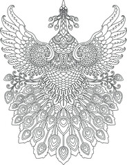 Wall Mural - peacock mandala design for coloring page print