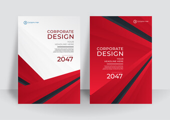 Aufkleber - Modern red abstract cover design template background. Vector vertical flyers with red paper cut waves shapes. 3D abstract paper style, design layout for business presentations, flyers, posters, prints