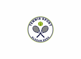 Wall Mural - logo for tennis sport with tennis racket vector and using white background