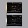 Vector VIP golden and platinum business card. Black geometric pattern background with premium design. Luxury and elegant graphic print template layout for vip member