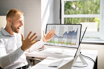 Poster - Excited Stock Market Broker Watching Screens