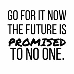 Wall Mural - Go for it now the future is promised to no one: Motivational and inspirational quote for social media post.

