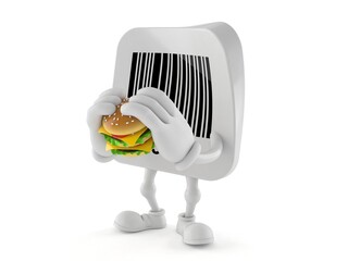 Poster - Barcode character eating hamburger