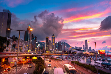 Poster - Sunset in Hong Kong City 