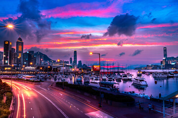 Poster - Sunset in Hong Kong City 