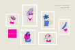 © mayrum - Girls and flowers abstract collection wall art home decor. Females, women, feminity collage. Minimal art background, print, cover, story, post, social media