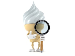 Wall Mural - Ice cream character with magnifying glass