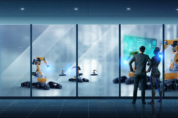 Poster - engineer smart factory automated machine ar augmented reality technology futuristic industry technol