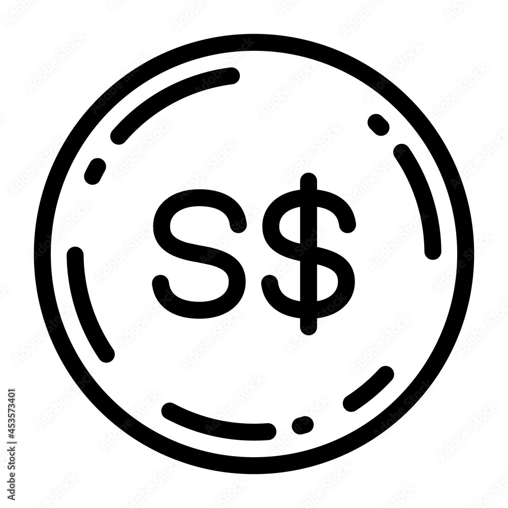 シンガポールドル 硬貨 アイコン ベクターイラスト Black And White Wall Mural Black And Whi Sh0